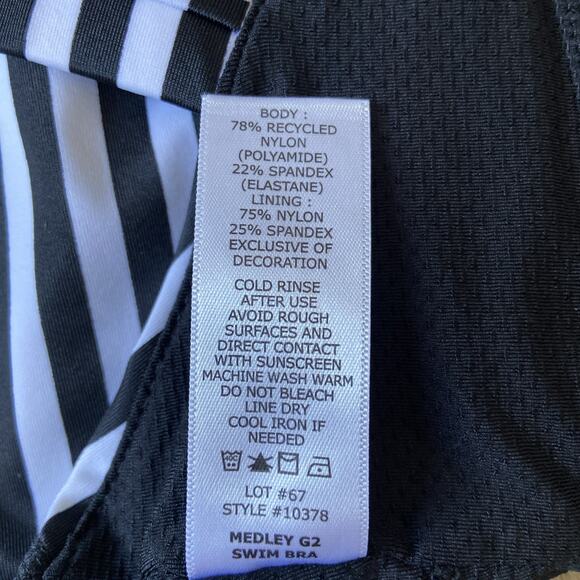 Coolibar Bikini Women Sz L Black White Stripped Sun Protective UPF 50+ - Picture 10 of 15